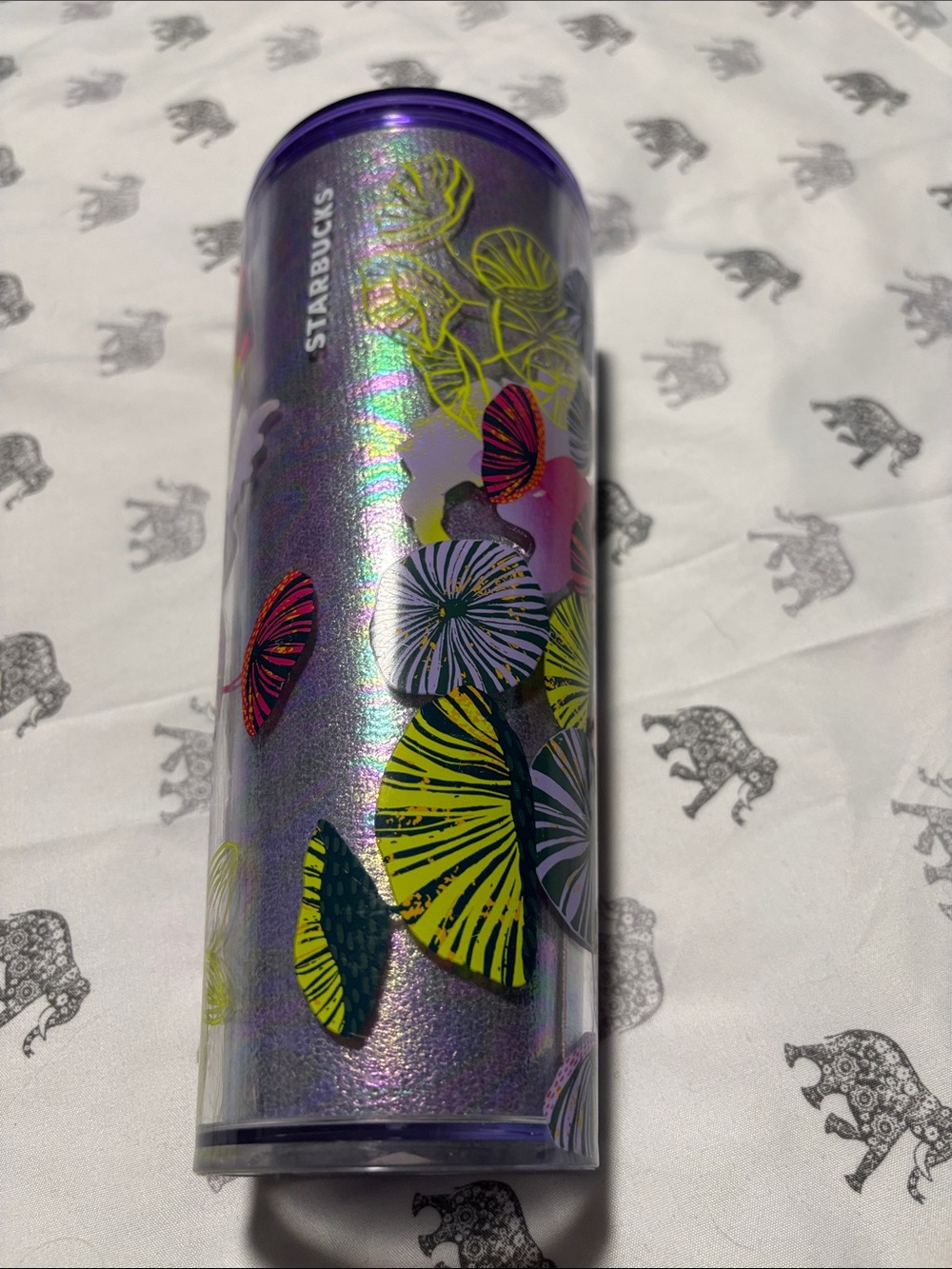 Starbucks Iridescent Purple Tumbler with Yellow, Green & Pink Accents